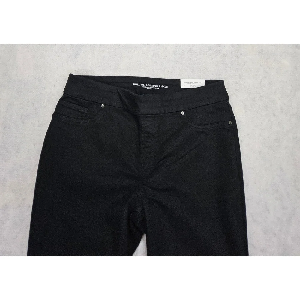 Chicos Jeans Womens 10 1.5 NEW Pull On Jegging Ankle Crop Stretch Black Swimming